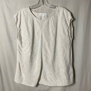 Coldwater Creek 100% Linen Cap Sleeves Shirt Beige Top Medium Cream Lightweight